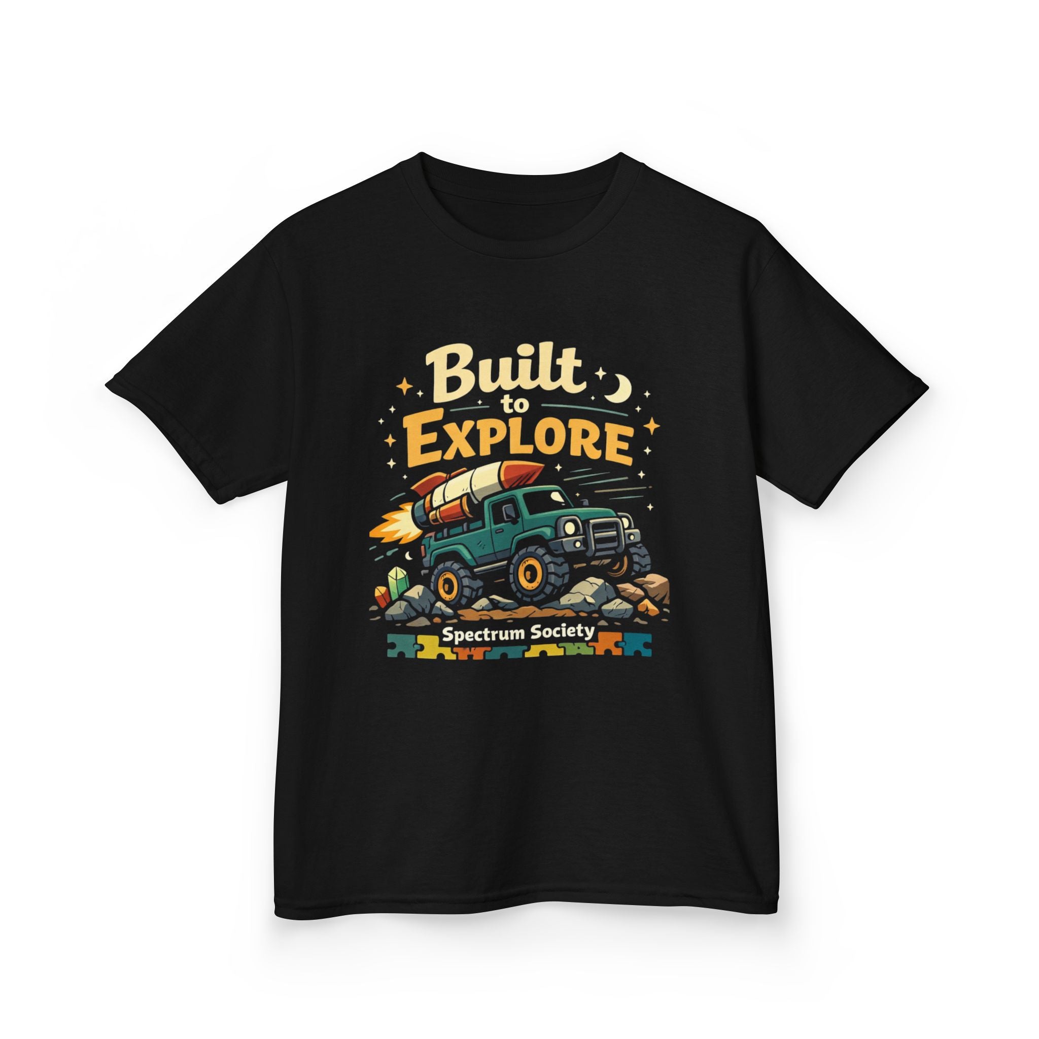 Kids Adventure Tee "Built to Explore" – Off‑Road Truck Camper Shirt