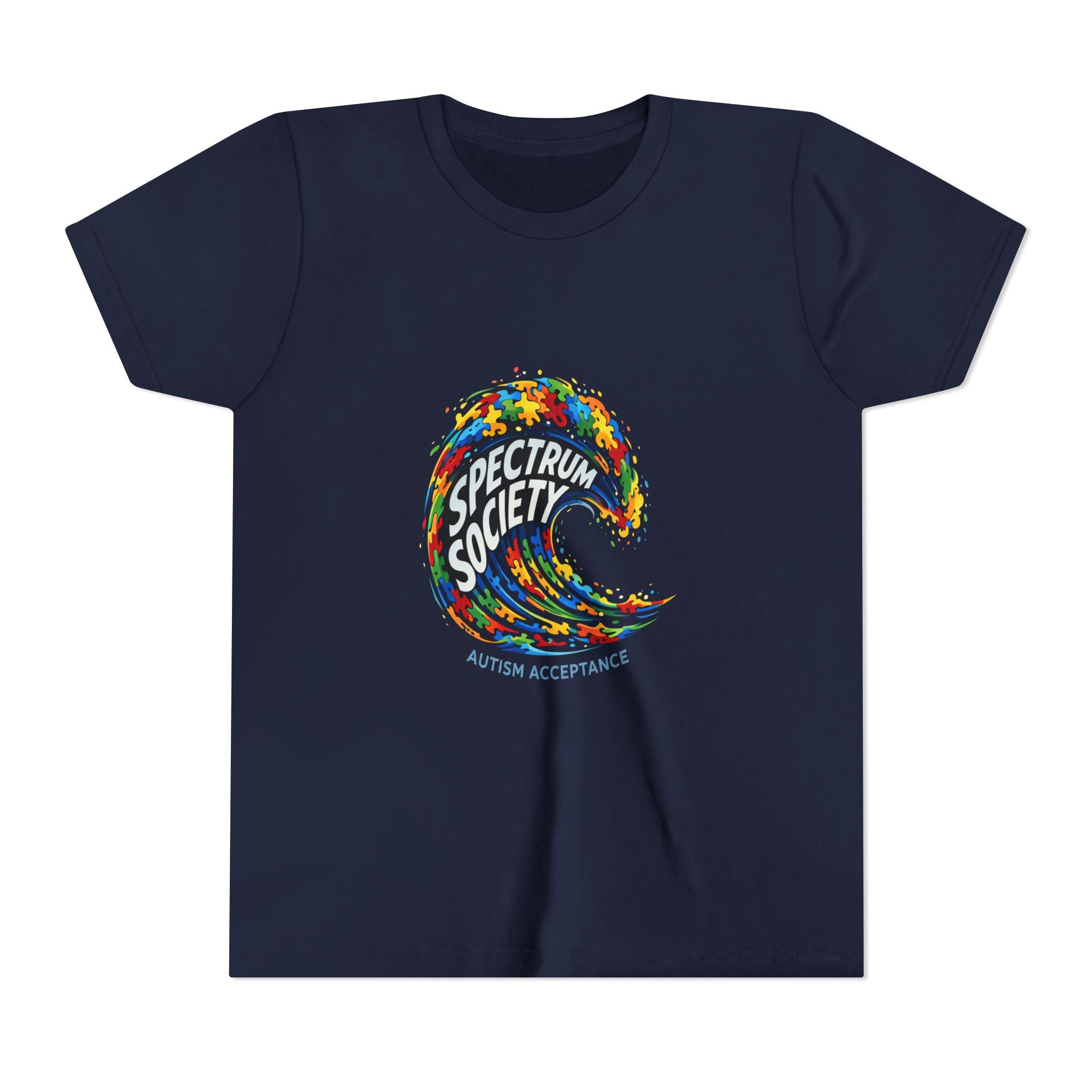 Youth Tee — 'Spectrum Society' Autism Acceptance Colorful Wave Shirt