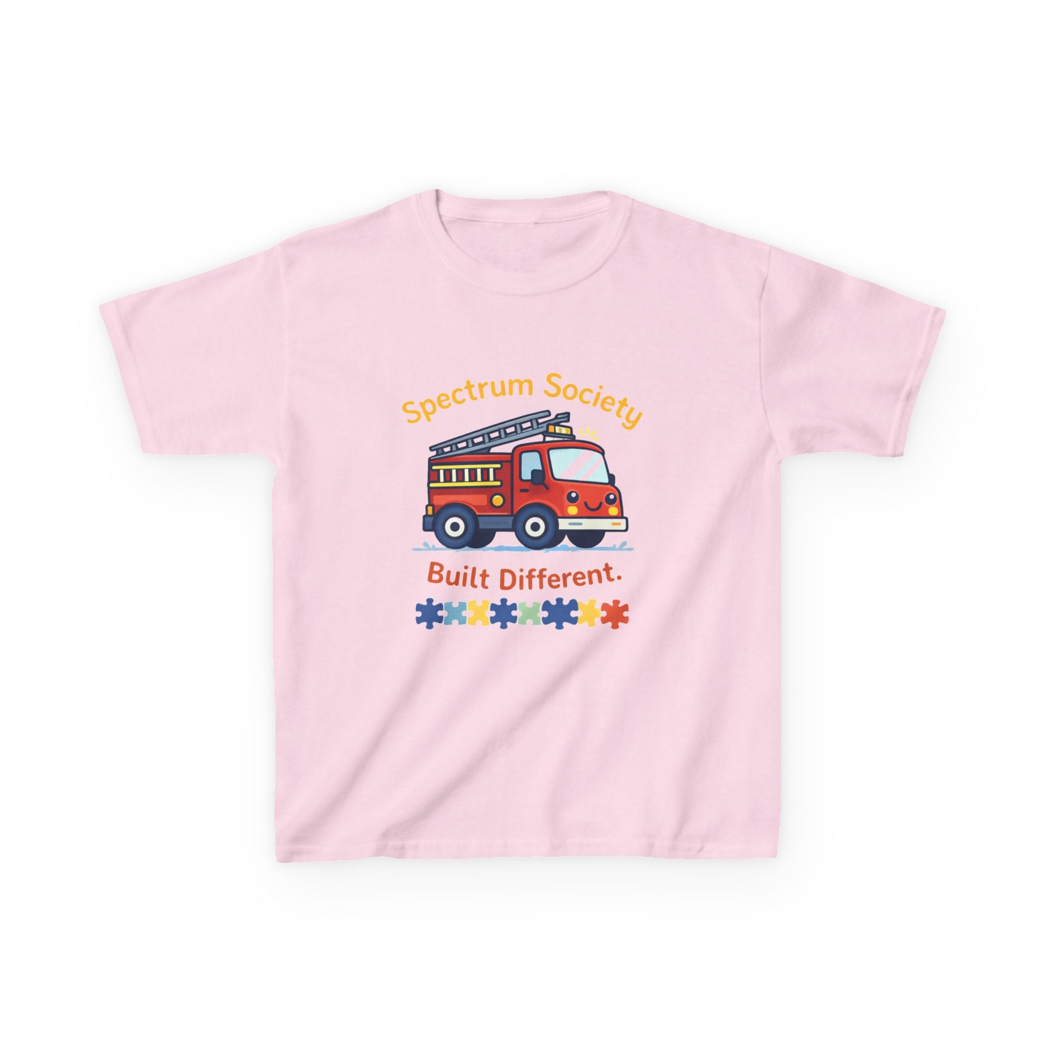 Kids T‑Shirt — "Spectrum Society: Built Different" Firetruck Graphic